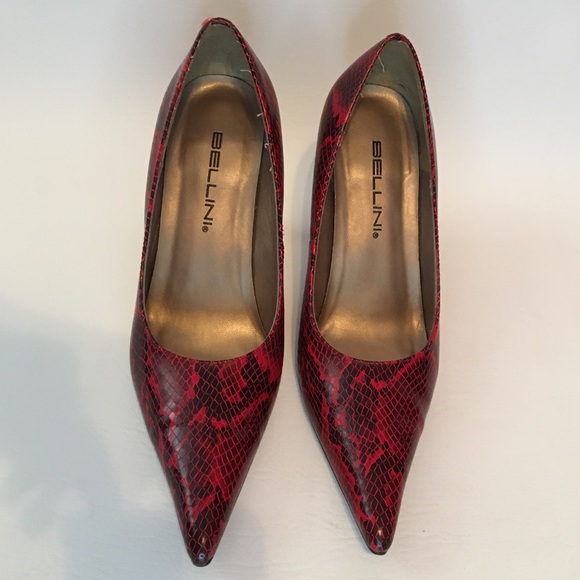 Red and Black Snakeskin Heels - Picture 6 of 10